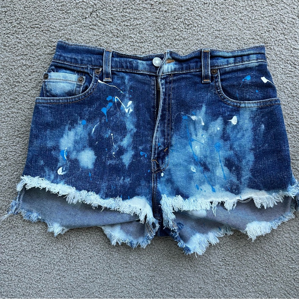 Custom Vintage Levi's Blue Distressed Jean Shorts